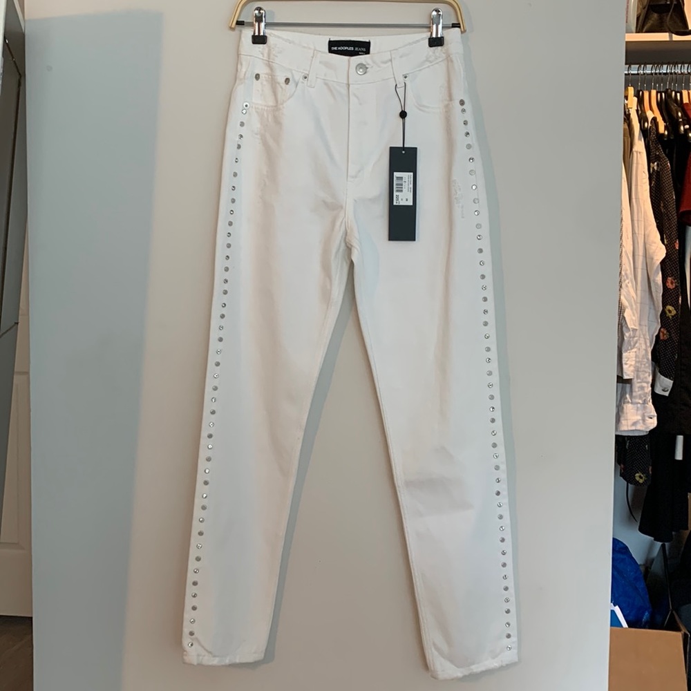 NWT the kooples white distressed/studded jeans - 26